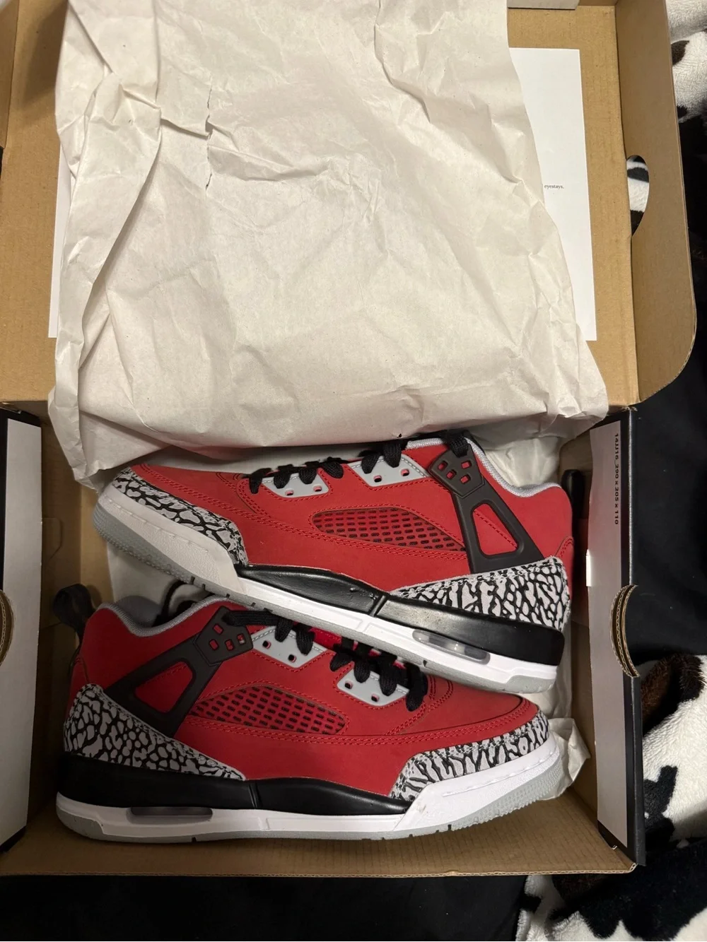 Jordan Kids Red and Black Elephant-Print Sneakers